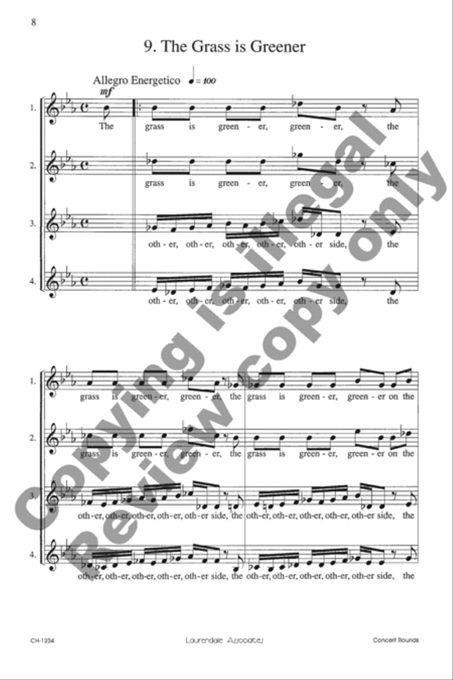 Concert Rounds on Old Sayings Unison Choir scores gallery preview page 8