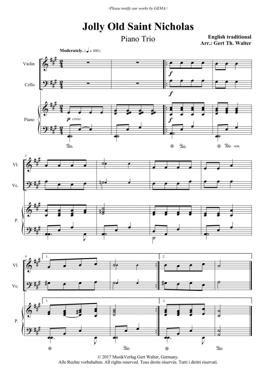 Jolly Old Saint Nicholas Jolly Old Saint Nicholas Piano Trio scores gallery preview page 1