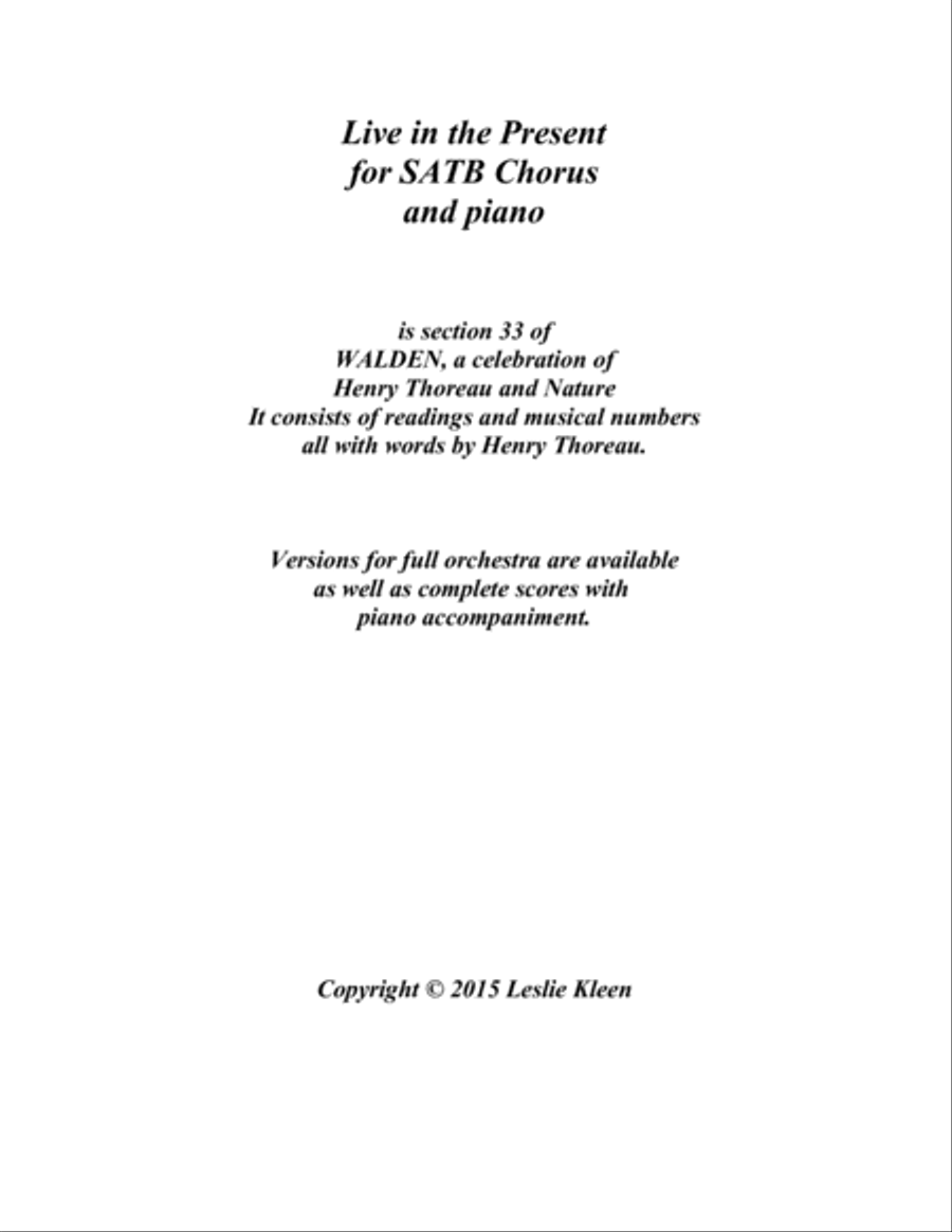 Live in the Present for SATB Chorus and Piano 4-Part scores gallery preview page 2