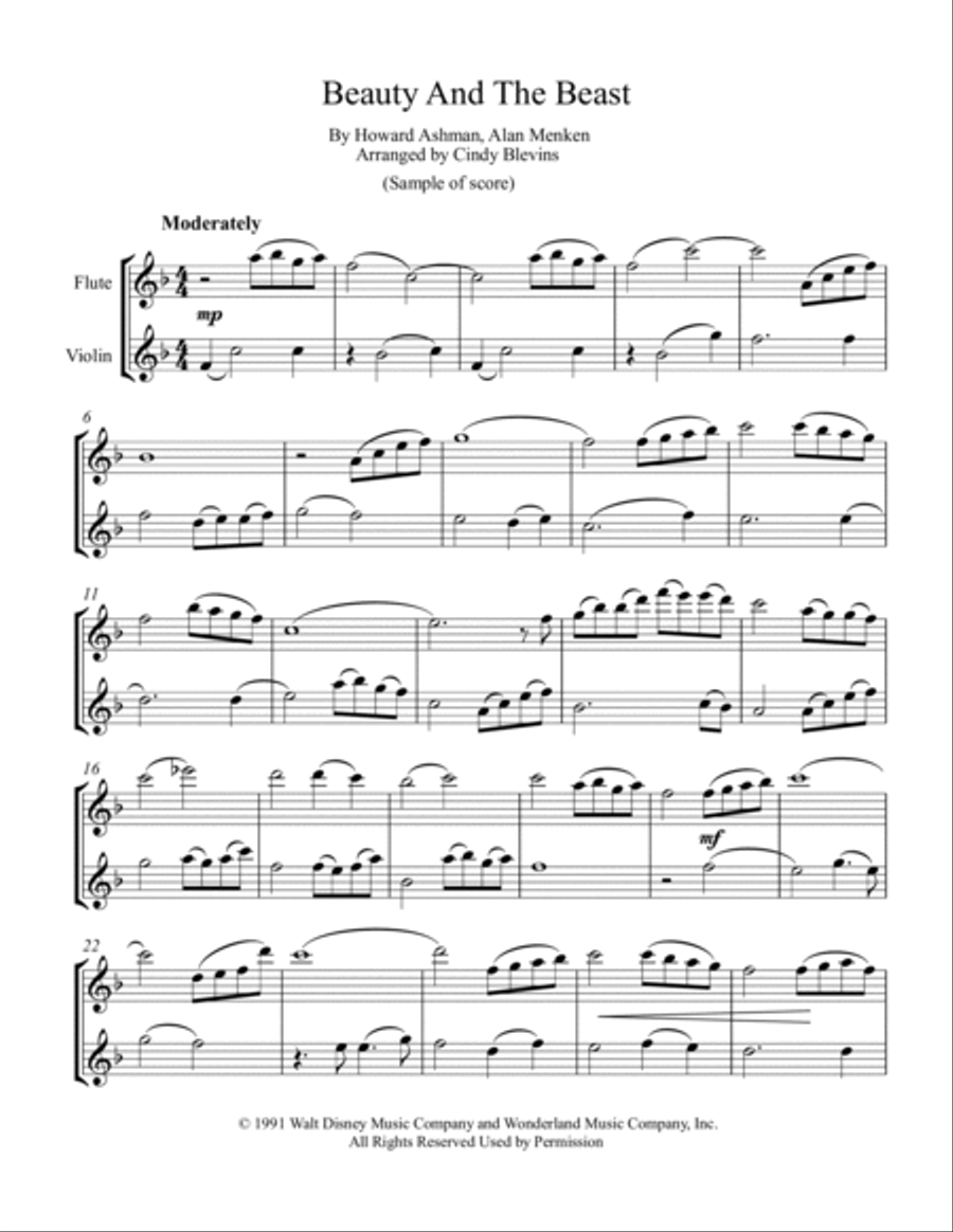 Beauty And The Beast Flute scores gallery preview page 2