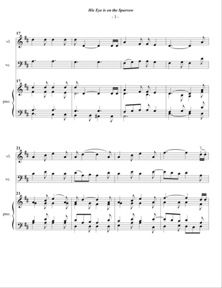 Gabriel: His Eye Is On The Sparrow for Piano Trio Piano Trio scores gallery preview page 3