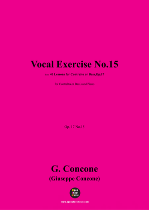 G. Concone-Vocal Exercise No.15,for Contralto(or Bass) and Piano