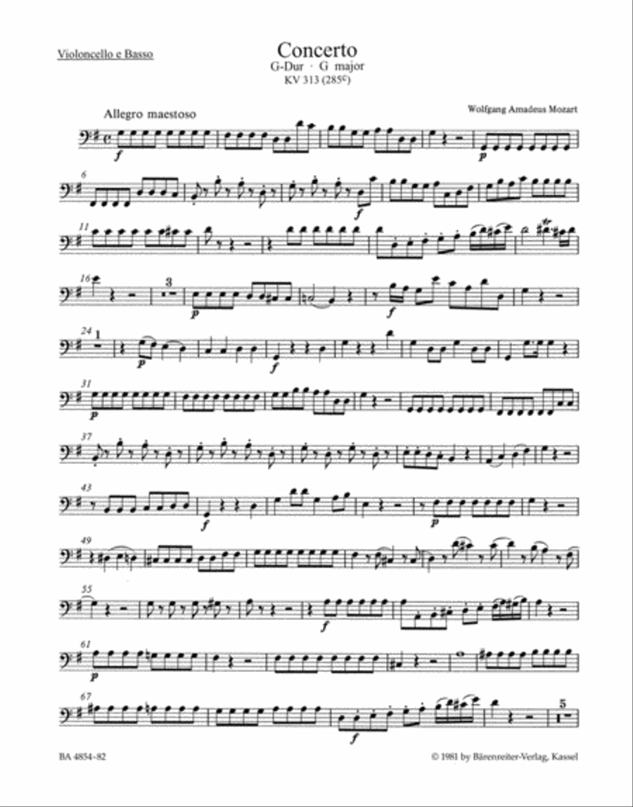Concerto for Flute and Orchestra G major, KV 313 (285c) Flute scores gallery preview page 1