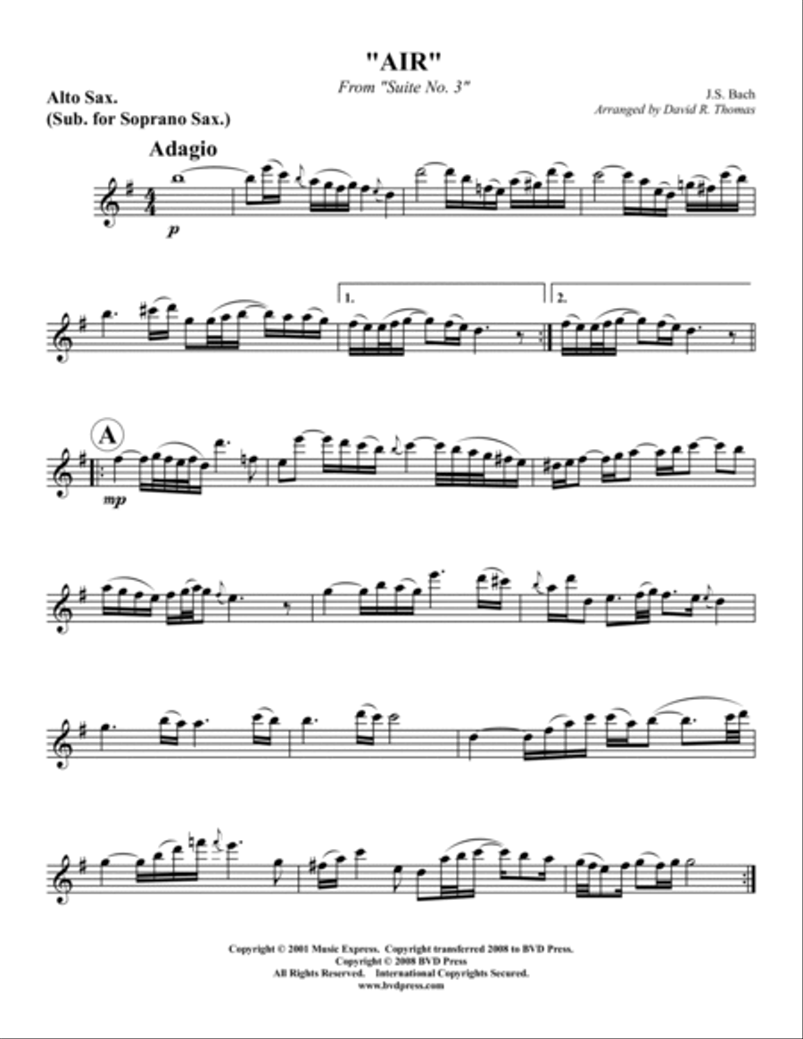Air on the G String Saxophone scores gallery preview page 4