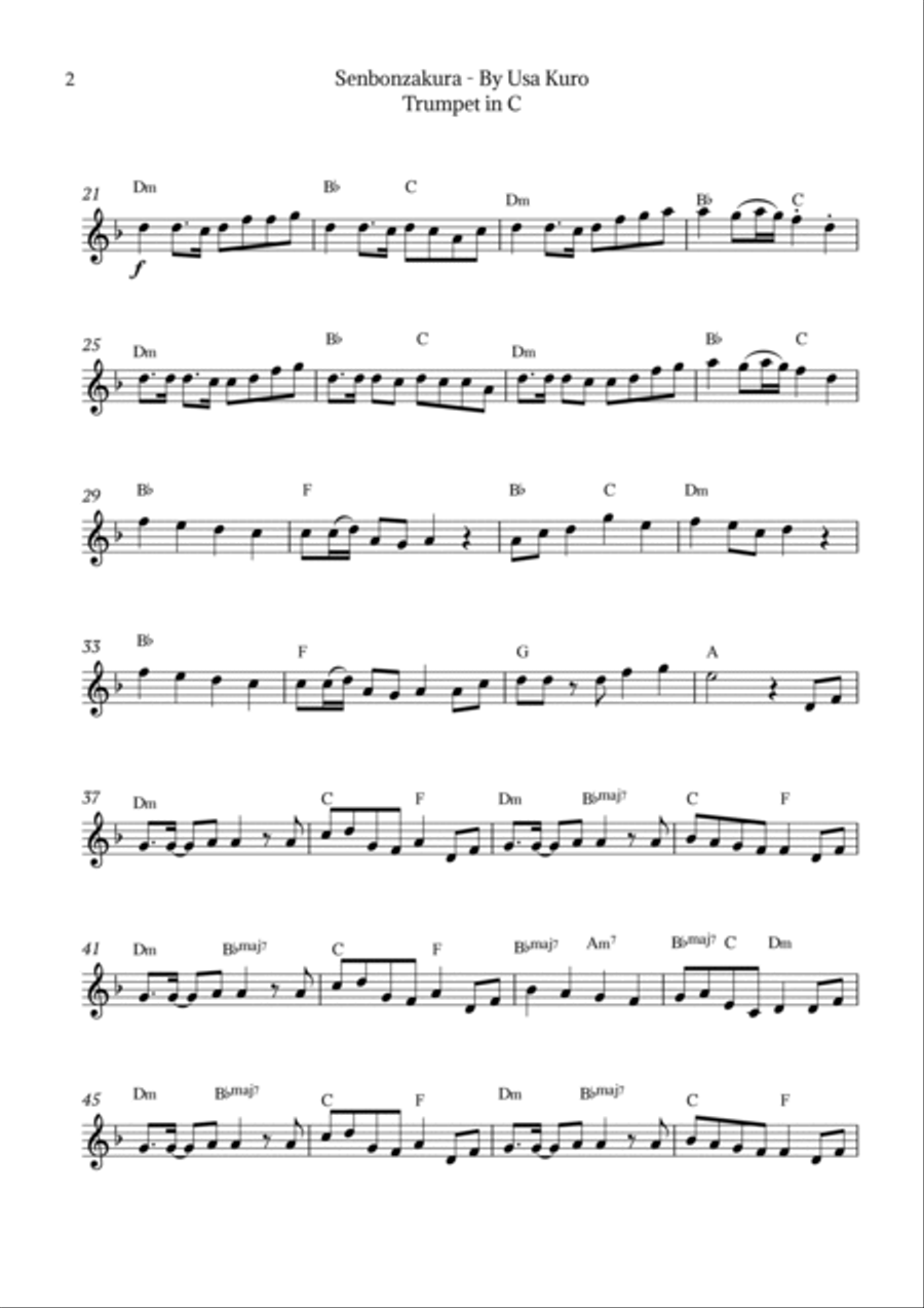 Senbonzakura C Trumpet scores gallery preview page 2