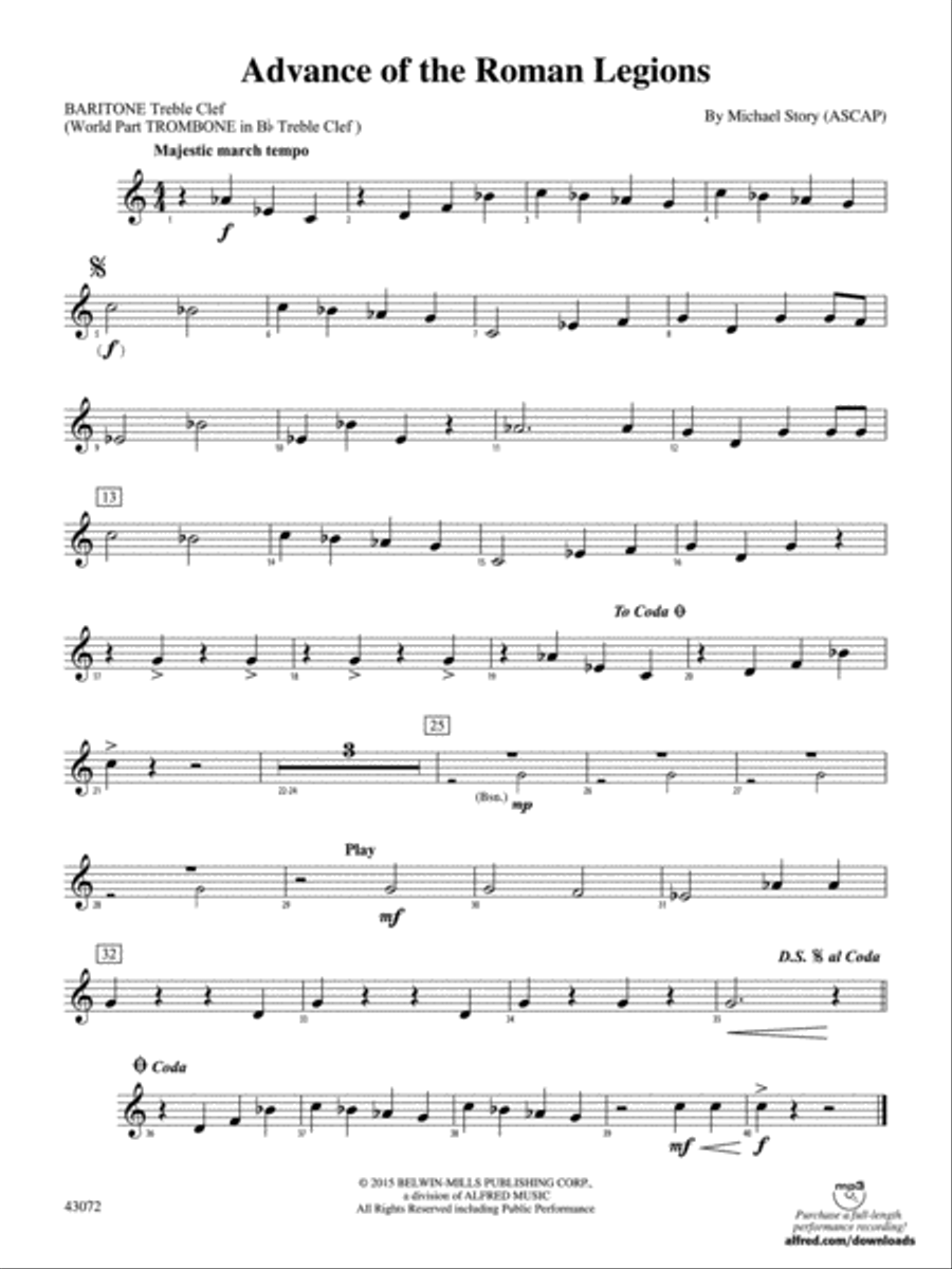 Advance of the Roman Legions: Baritone T.C. Concert Band scores gallery preview page 1