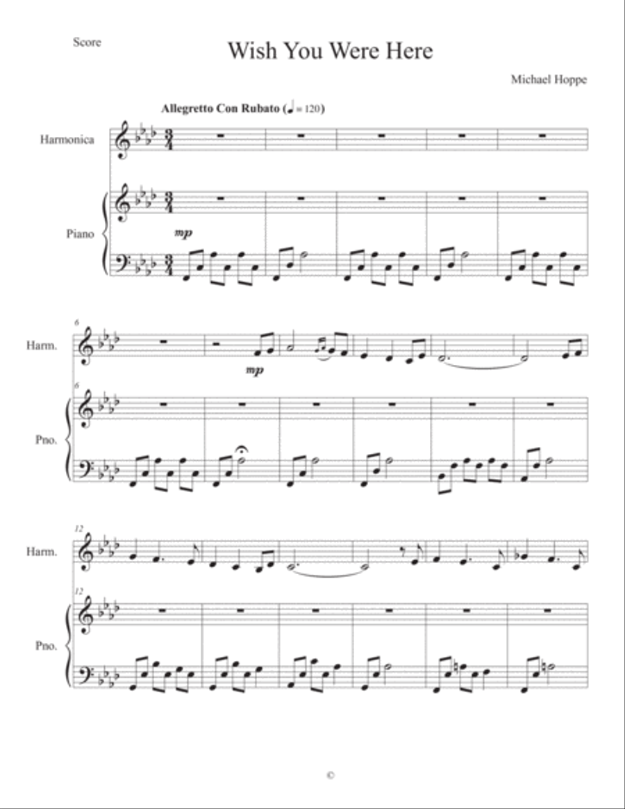 Wish You Were Here Piano, Vocal, Guitar scores gallery preview page 1