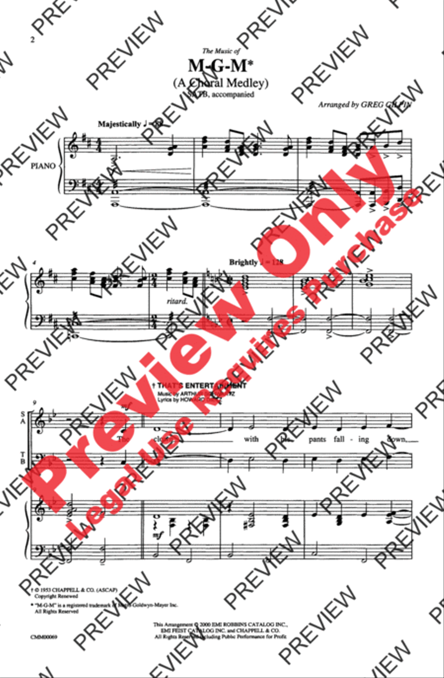 The Music of M-G-M (A Choral Medley) 4-Part scores gallery preview page 2