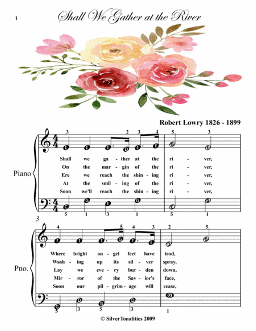 Shall We Gather at the River Piano Hymns Collection for Easy Piano Piano Method scores gallery preview page 3