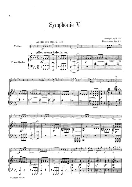 Beethoven Symphony No.5 all mvts, for Violin & Piano, VB001