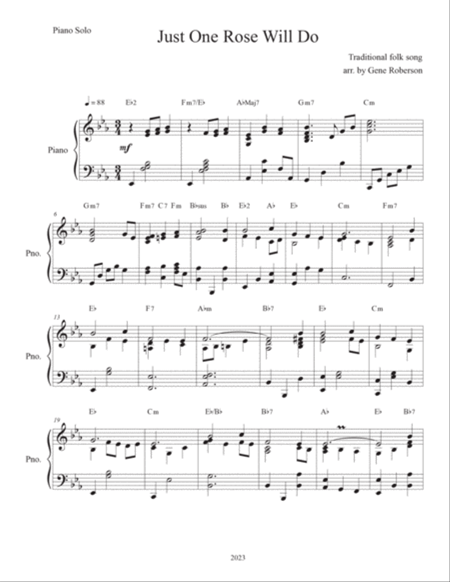 Just One Rose will Do Piano Solo scores gallery preview page 2