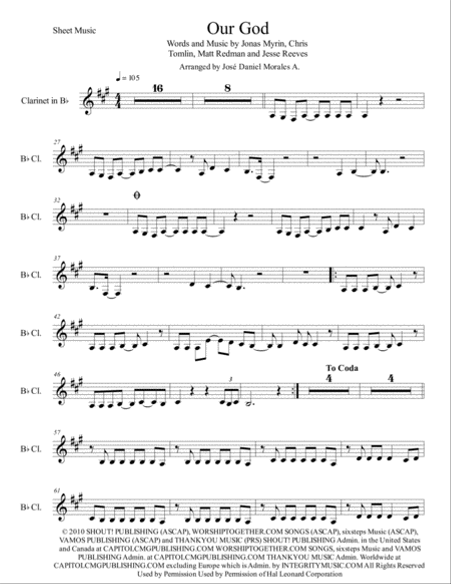 Our God Clarinet Solo scores gallery preview page 1