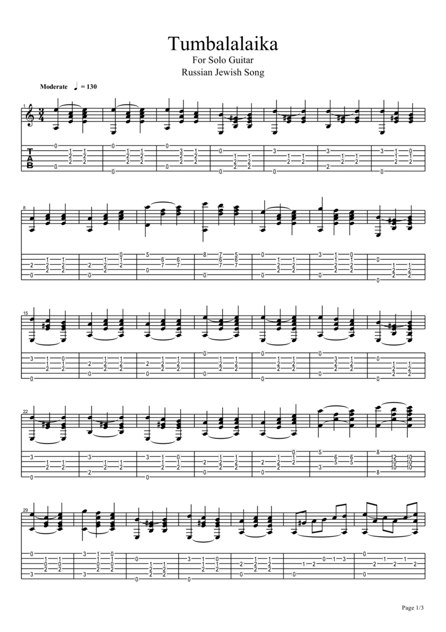 Tumbalalaika Tumbalalaika Acoustic Guitar scores gallery preview page 1