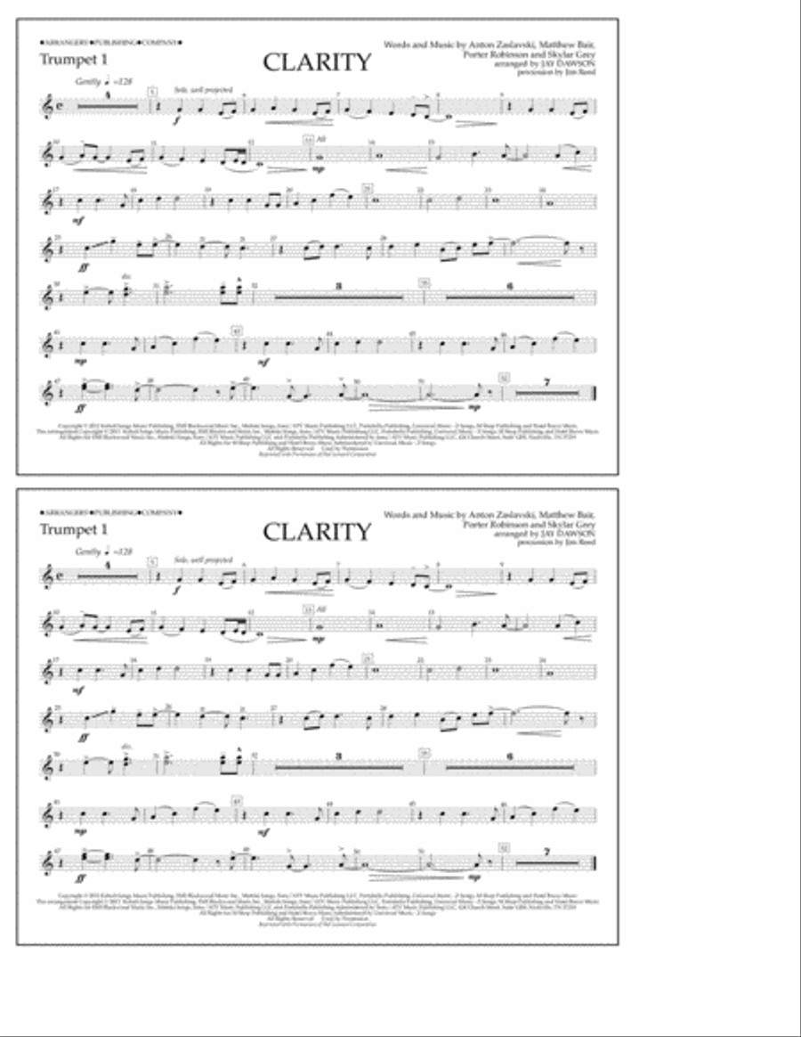 Clarity - Trumpet 1 Marching Band scores gallery preview page 1
