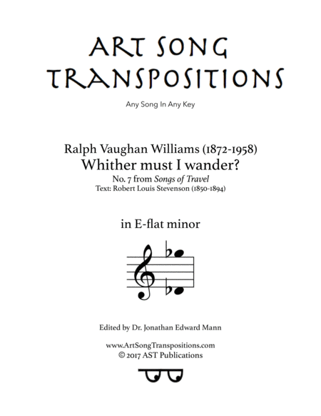 VAUGHAN WILLIAMS: Whither must I wander? (transposed to E-flat minor)