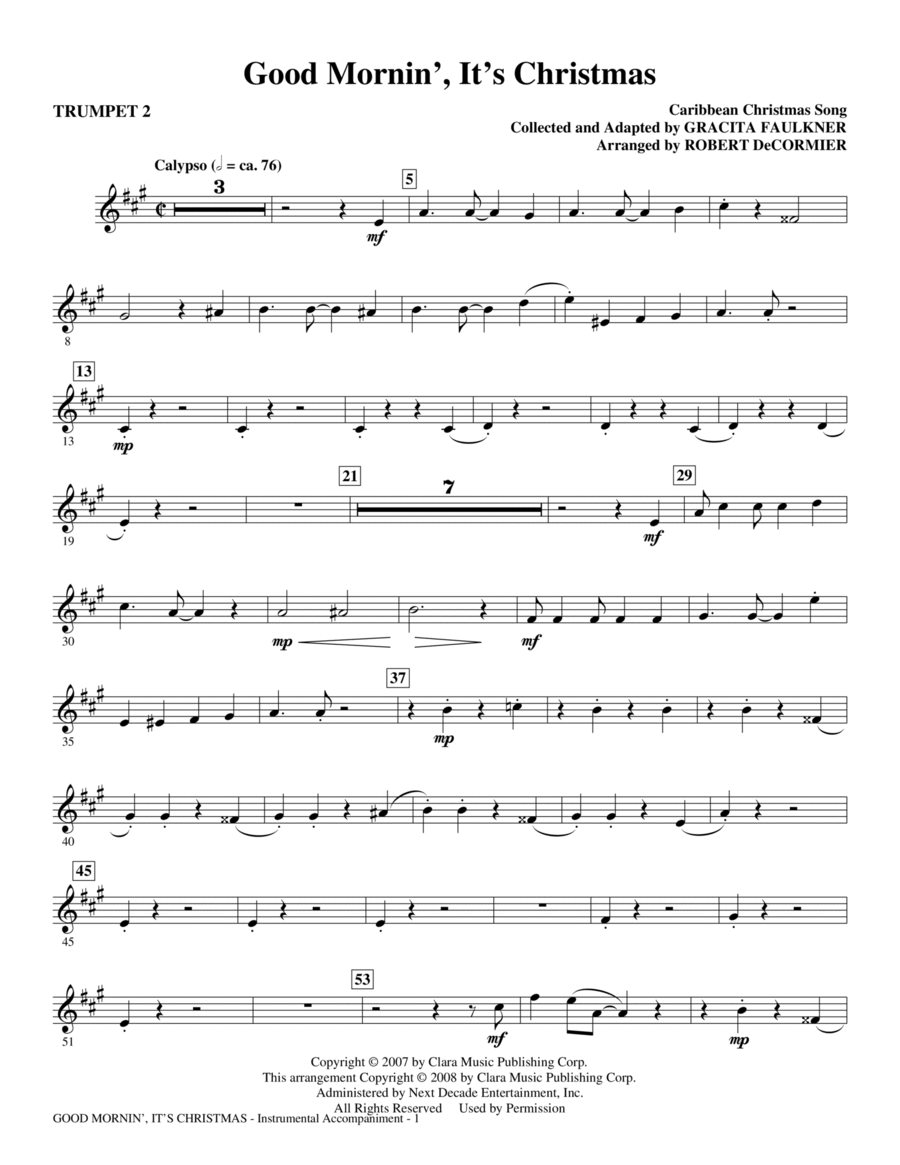 Good Mornin', It's Christmas - Trumpet 2 Choir scores gallery preview page 1