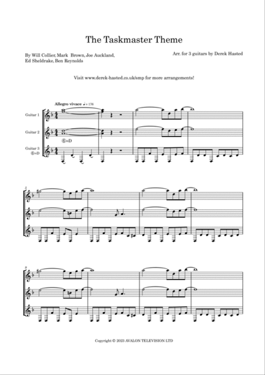 Taskmaster Theme Guitar Ensemble scores gallery preview page 4