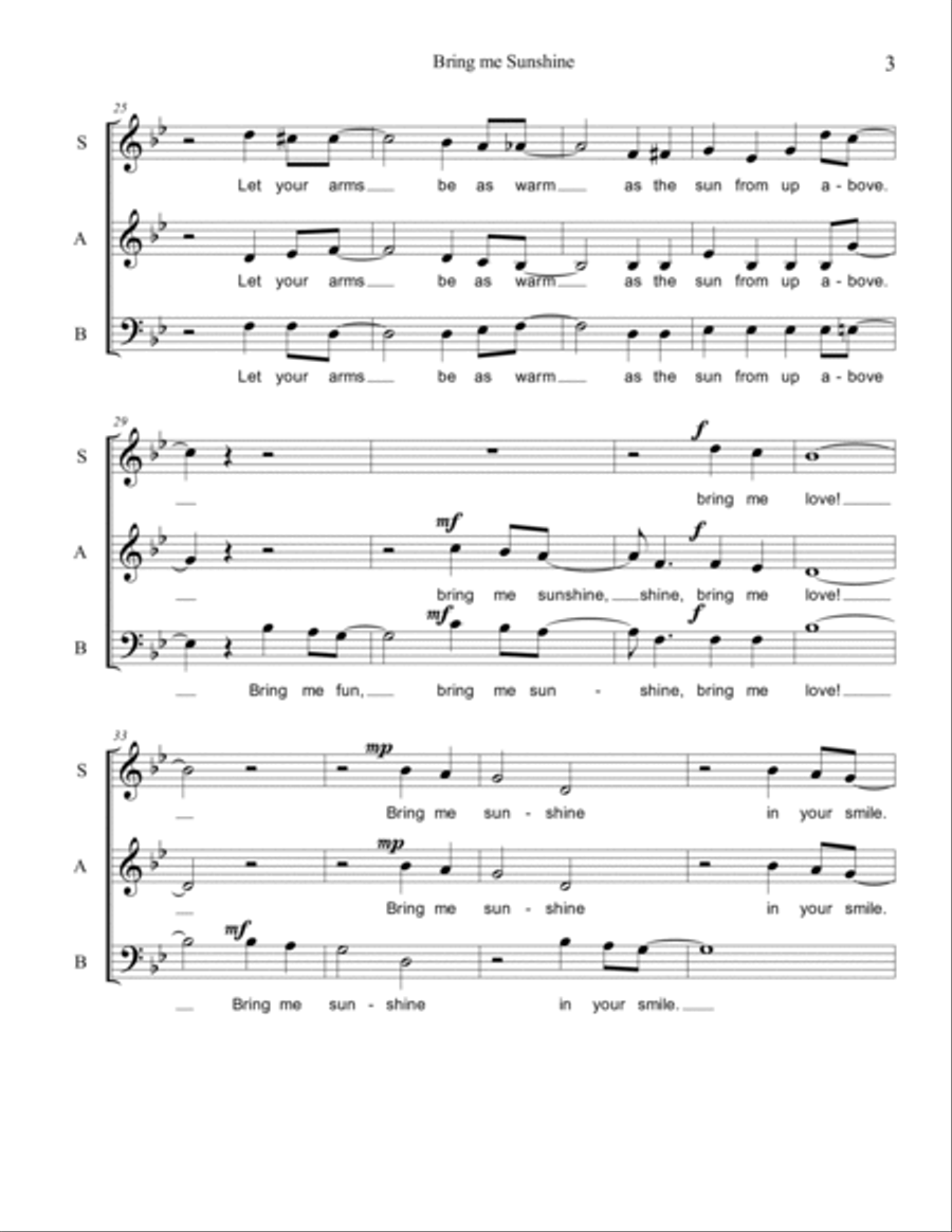 Bring Me Sunshine Bring Me Sunshine 3-Part scores gallery preview page 3
