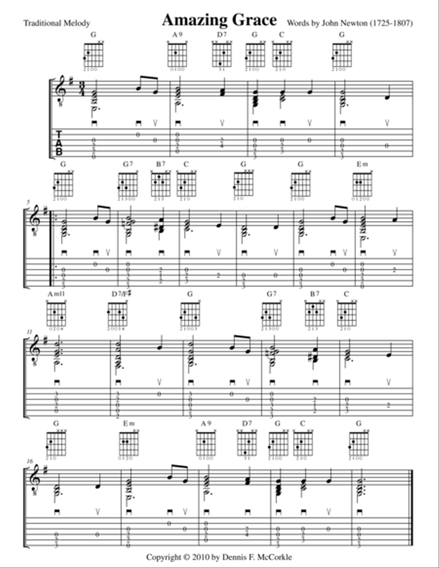 Amazing Grace Amazing Grace Acoustic Guitar scores gallery preview page 1