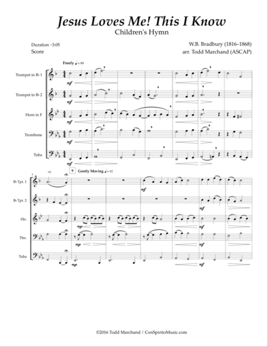 Jesus Loves Me! This I Know - brass quintet Brass Quintet scores gallery preview page 3