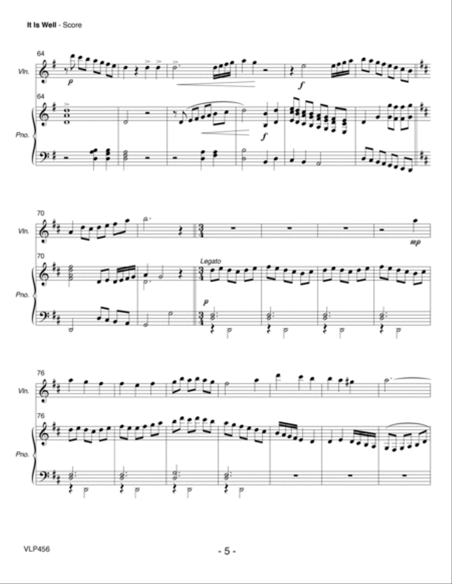 IT IS WELL WITH MY SOUL - Violin Solo with Piano Accompaniment (Grade 3+) Violin Solo scores gallery preview page 5