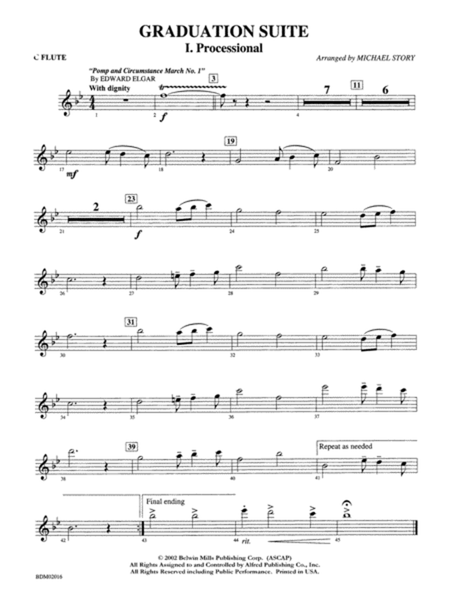 Graduation Suite (Processional: Pomp and Circumstance March No. 1 / Recessional: Rondeau from Premiere Suite): Flute