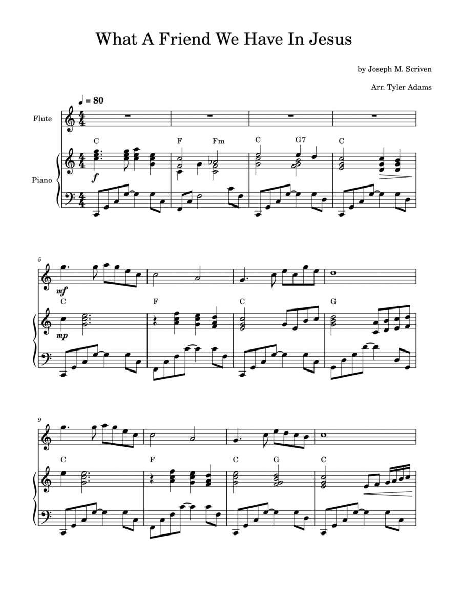 What A Friend We Have In Jesus (Flute Solo and Piano) What A Friend We Have In Jesus (Flute Solo and Piano) Flute Solo scores gallery preview page 1