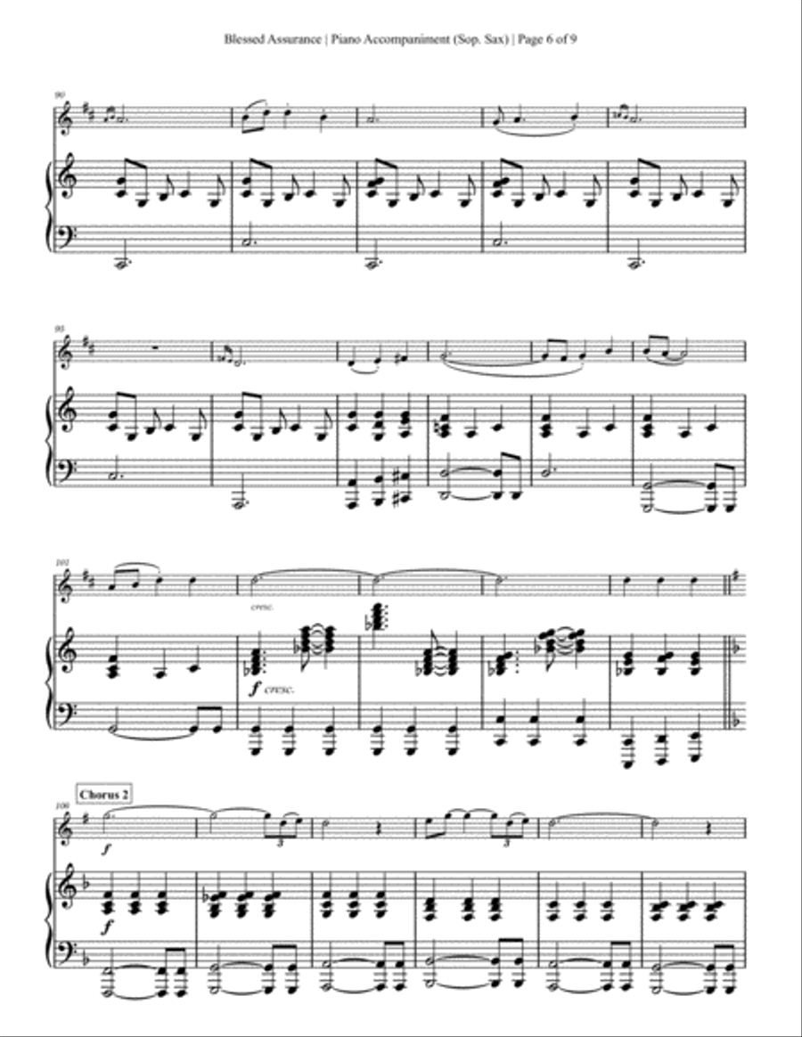 Blessed Assurance - Soprano Saxophone Solo with Piano Accompaniment Soprano Saxophone scores gallery preview page 6