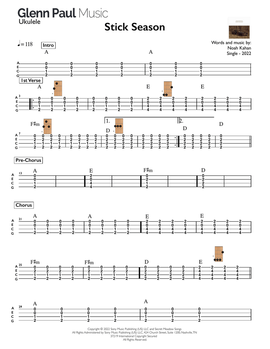 Stick Season Ukulele scores gallery preview page 3