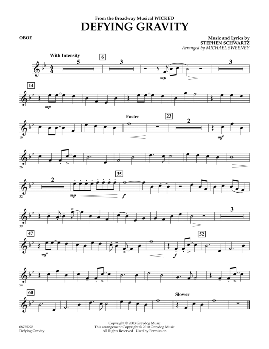 Defying Gravity (from Wicked) - Oboe Concert Band scores gallery preview page 1