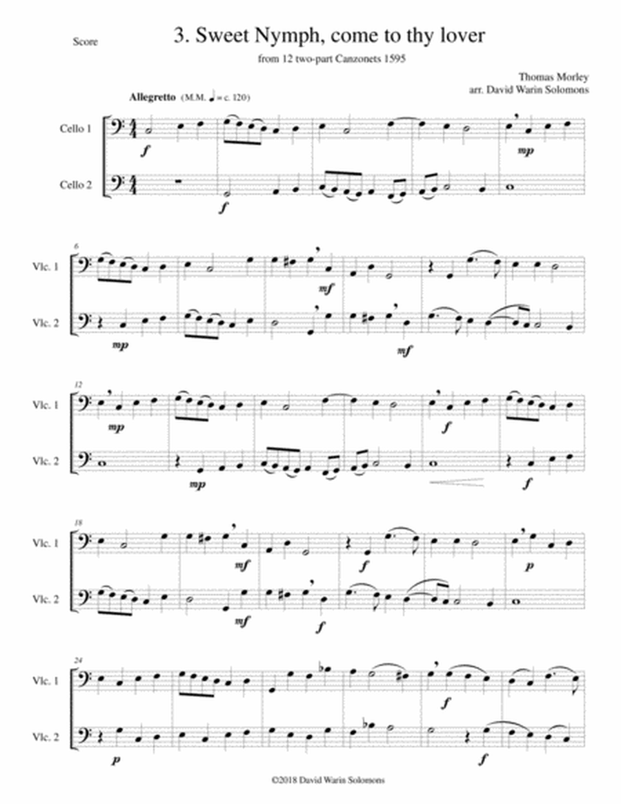 12 easy Canzonets for cello duo image number null