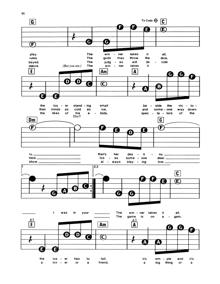 The Winner Takes It All (from Mamma Mia!) Electronic Keyboard scores gallery preview page 2