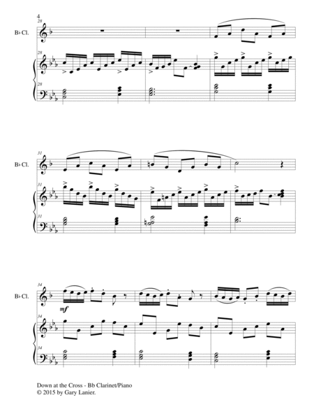 DOWN AT THE CROSS (Duet – Bb Clarinet and Piano/Score and Parts) image number null