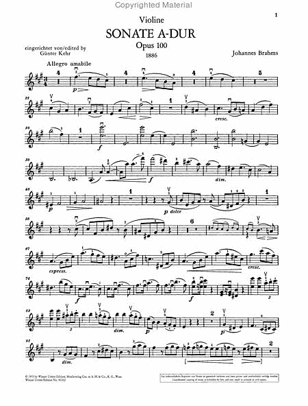 Sonata for Piano and Violin, A major Op. 100