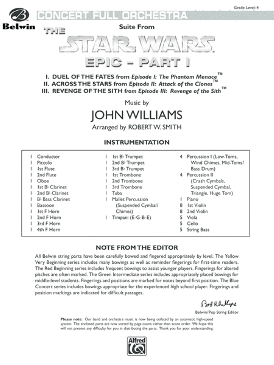 Suite from the Star Wars Epic -- Part I: Score Full Orchestra scores gallery preview page 1