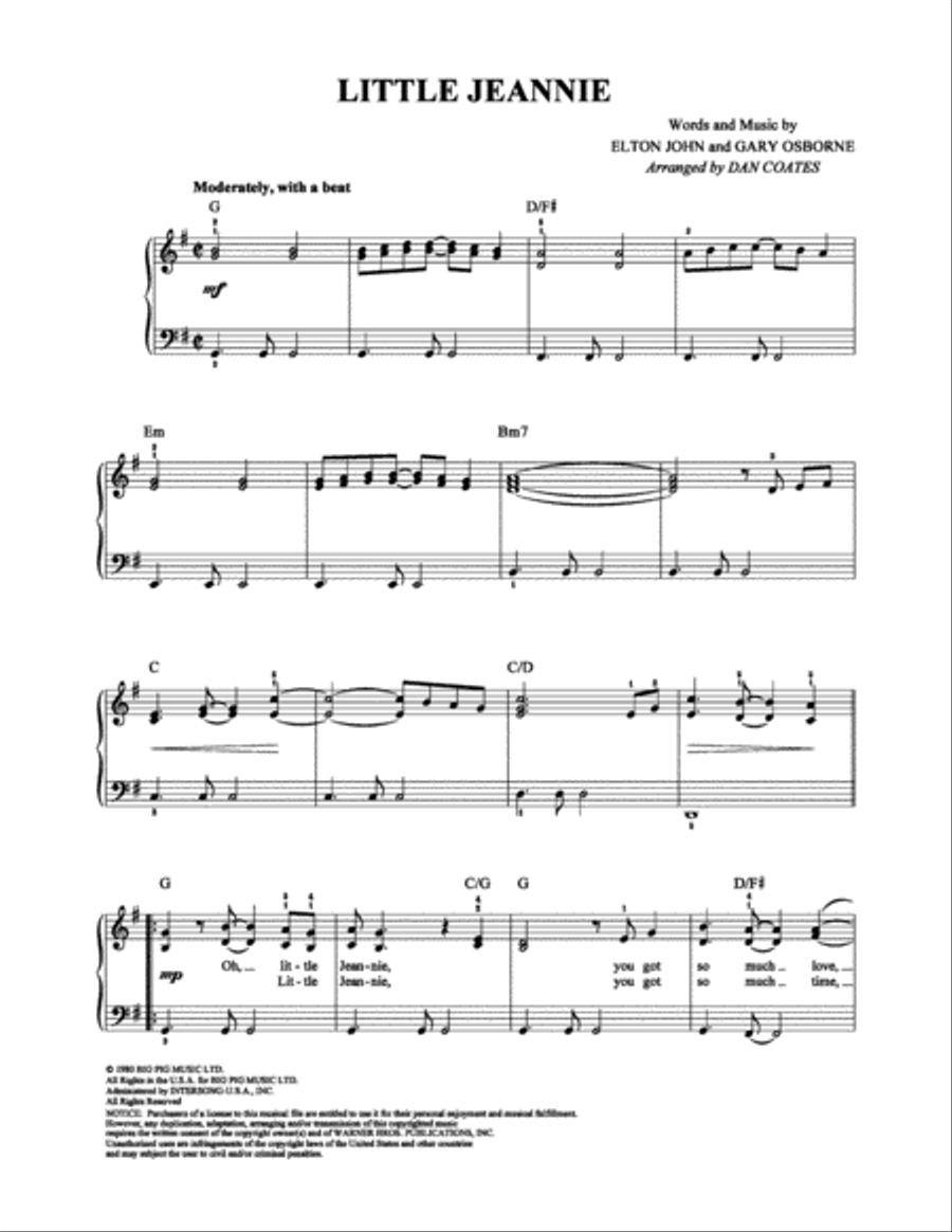 Little Jeannie Easy Piano scores gallery preview page 1