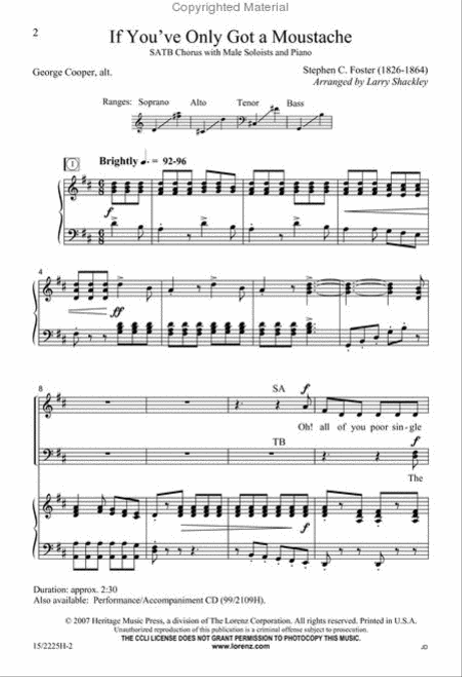If You've Only Got a Moustache 4-Part scores gallery preview page 2