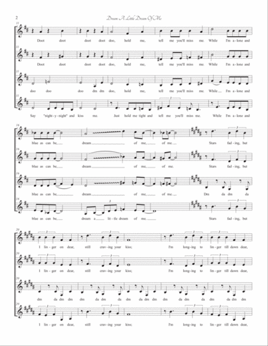 Dream A Little Dream Of Me SSAA scores gallery preview page 2