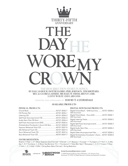 The Day He Wore My Crown - 35th Anniversary (CD Preview-Pak) image number null