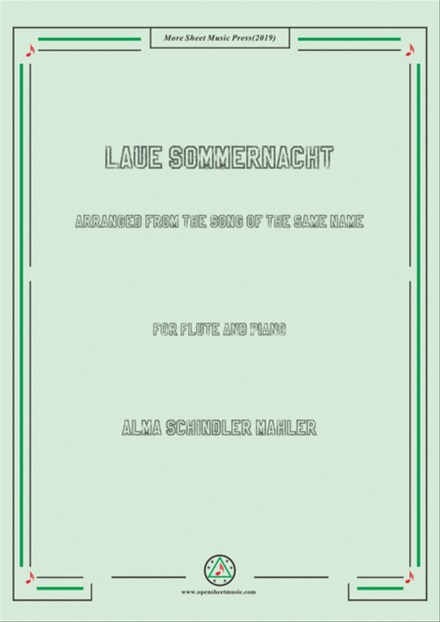 Alma Mahler-Laue Sommernacht,for Flute and Piano Flute Solo scores gallery preview page 1