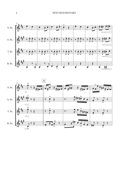 Tico Tico no Fubá by Zequinha de Abreu for Sax Quartet (SATB) image number null