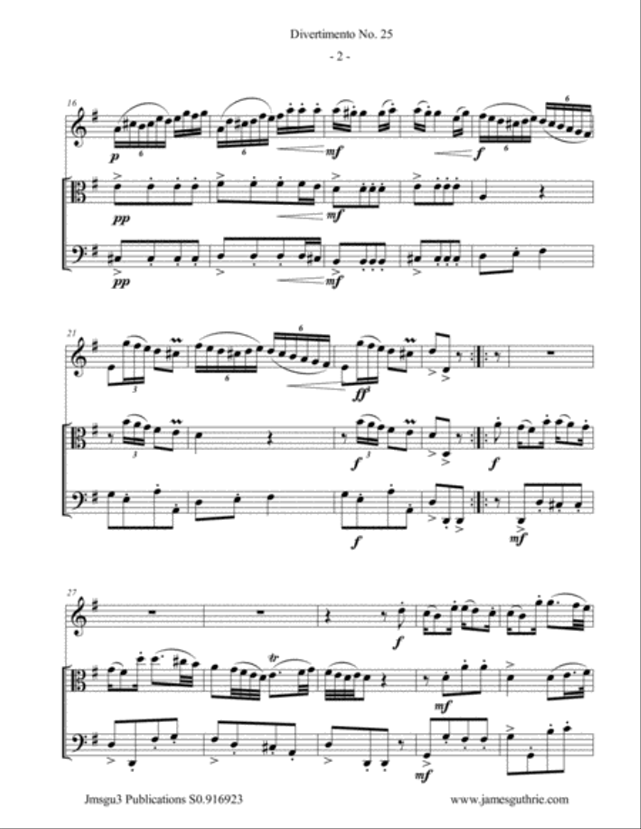 Haydn: Divertimento No. 25 Trio for Oboe, Viola & Cello Oboe scores gallery preview page 2