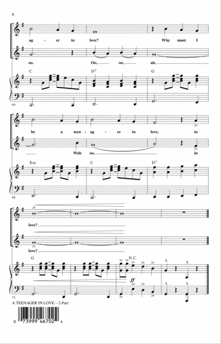 A Teenager In Love (arr. Mac Huff) 2-Part scores gallery preview page 7