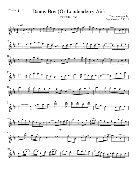 Etude for Flute Duet, based on Danny Boy (Londonderry Air) image number null