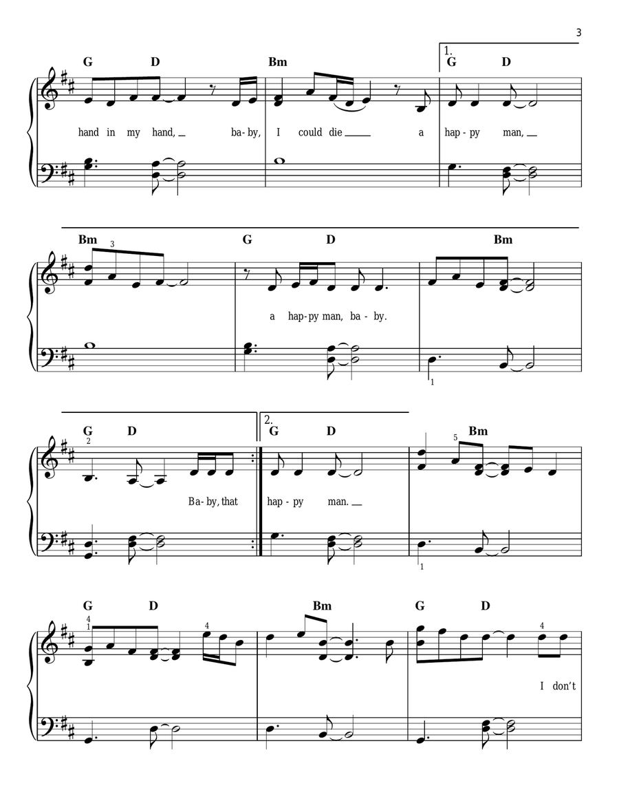 Die A Happy Man Easy Piano scores gallery preview page 3