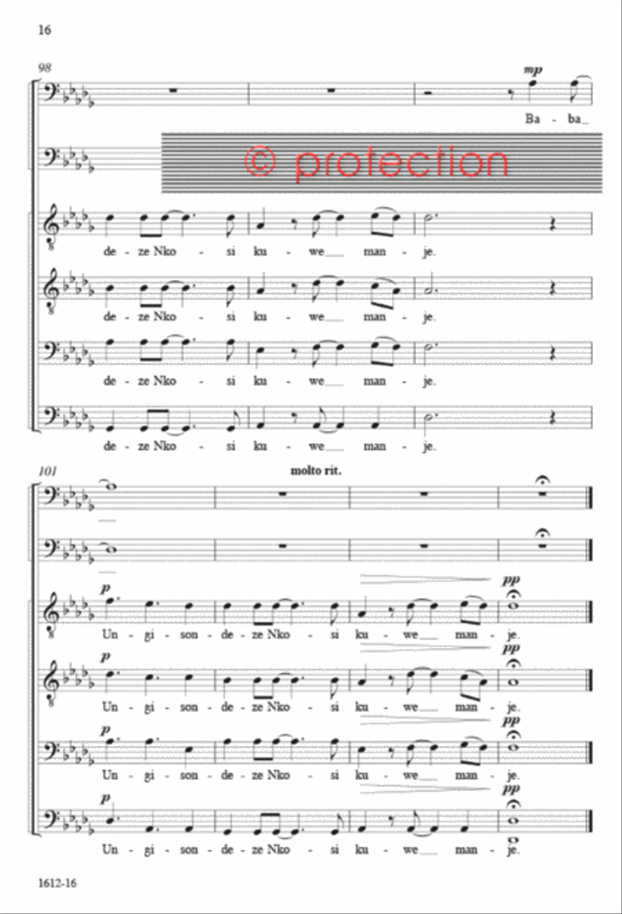 Mangisondele Nkosi Yam - TTBB octavo TTBB scores gallery preview page 15