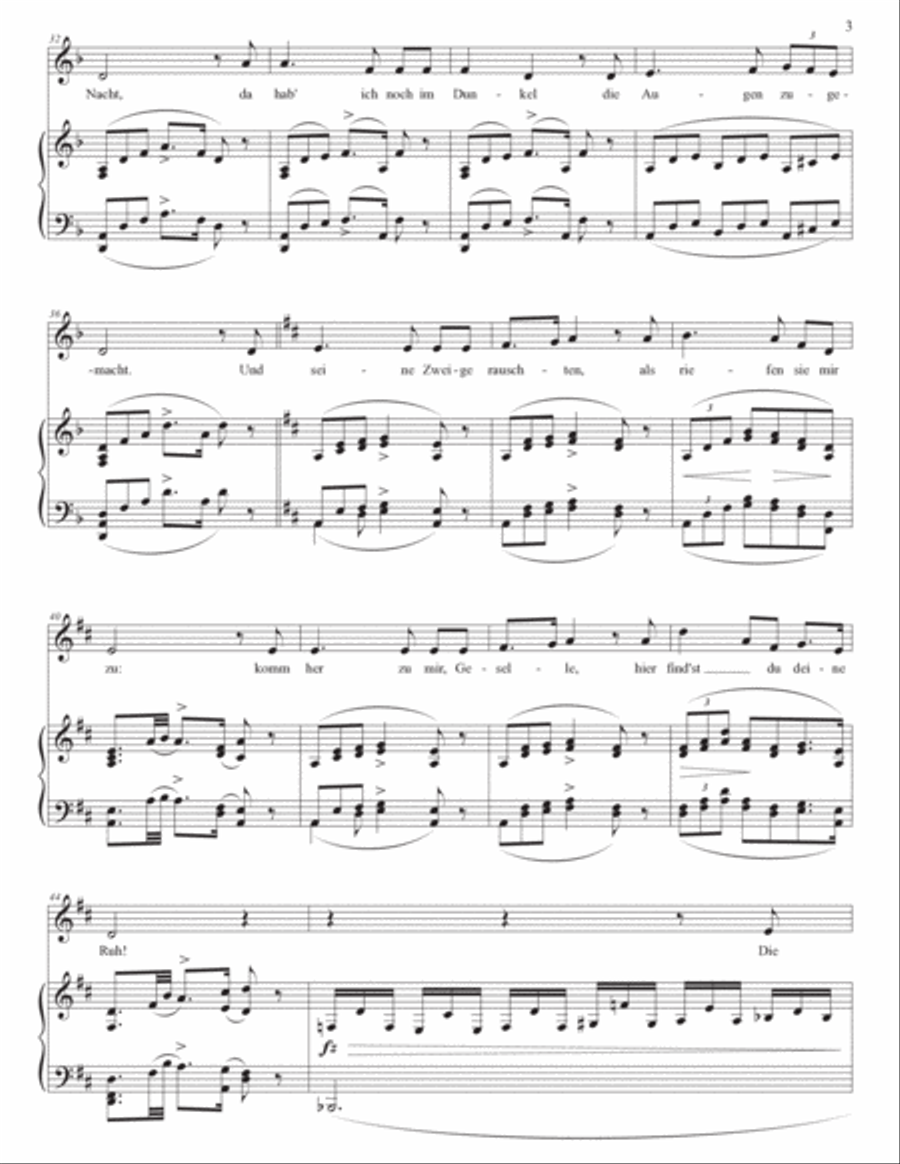 SCHUBERT: Der Lindenbaum, D. 911 no. 5 (transposed to D major) Voice scores gallery preview page 4