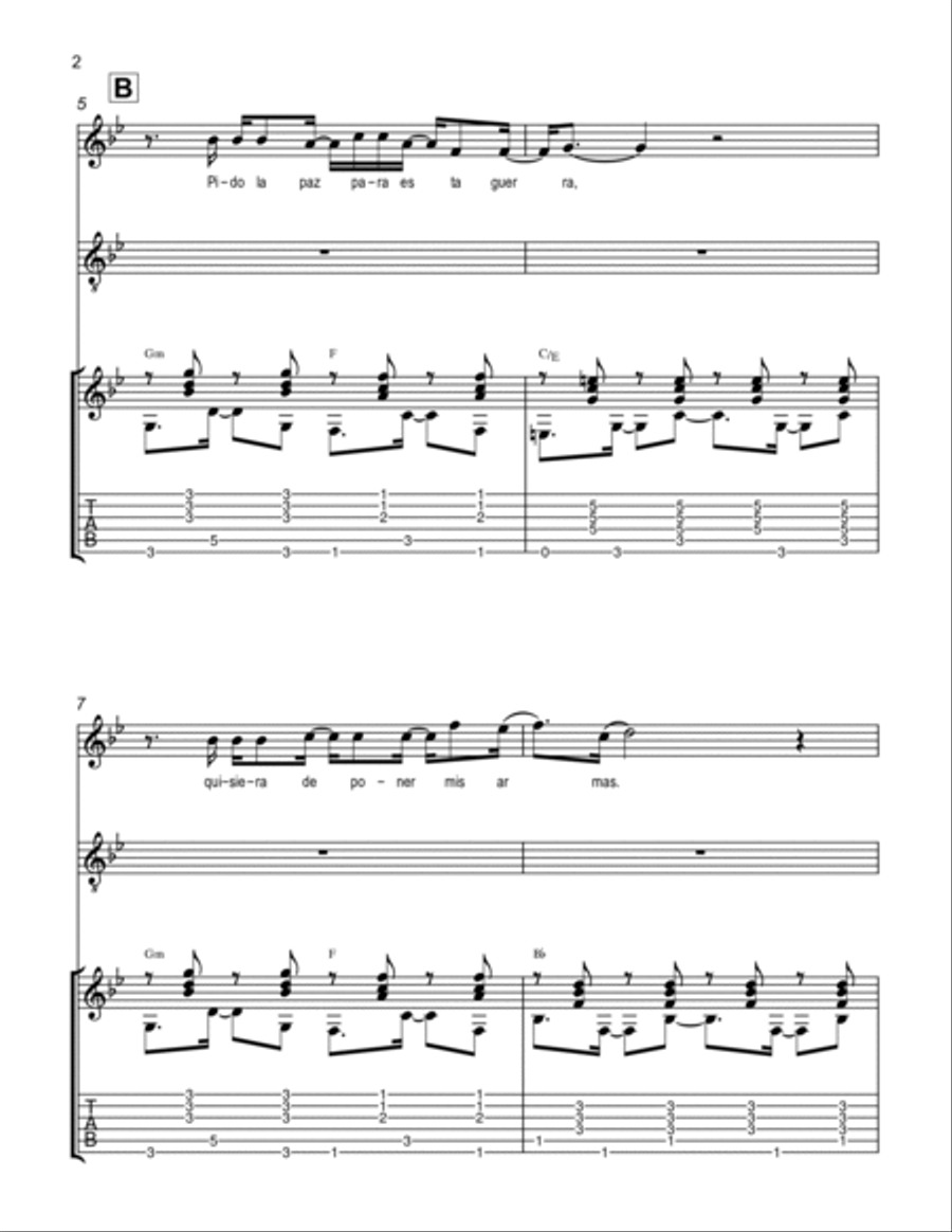 Perdoname Guitar Tablature scores gallery preview page 2