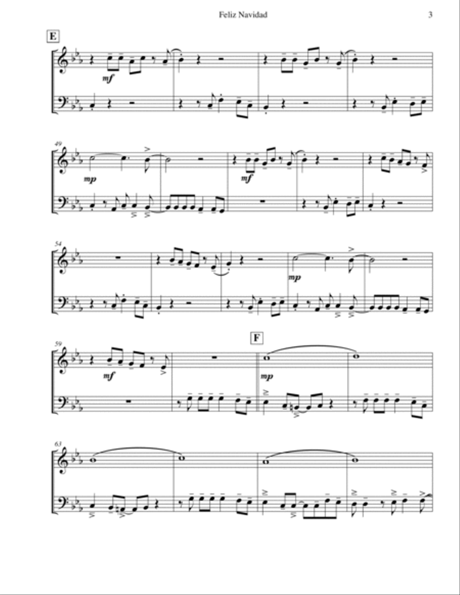 Feliz Navidad Brass Duet scores gallery preview page 4