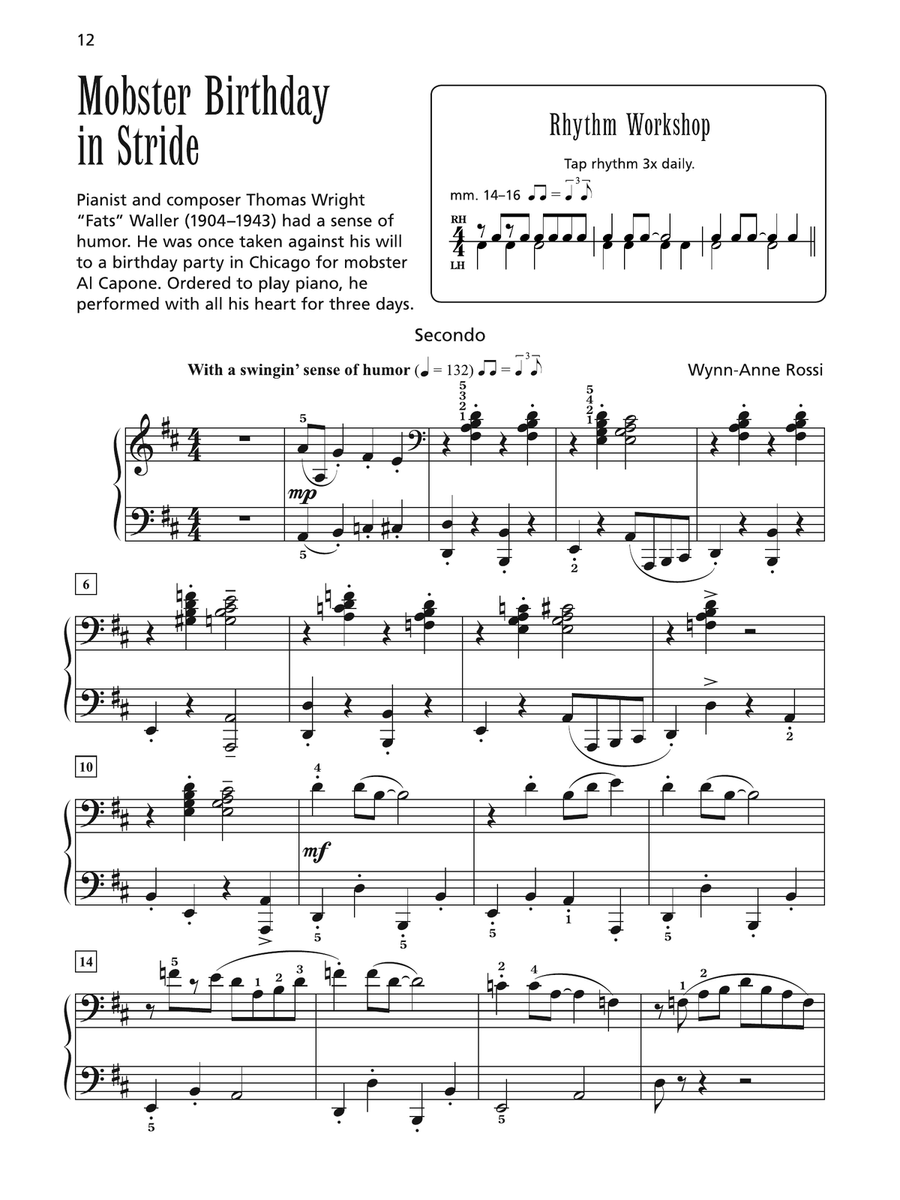Mobster Birthday in Stride - Piano Duet (1 Piano, 4 Hands) 1 Piano, 4-Hands scores gallery preview page 1